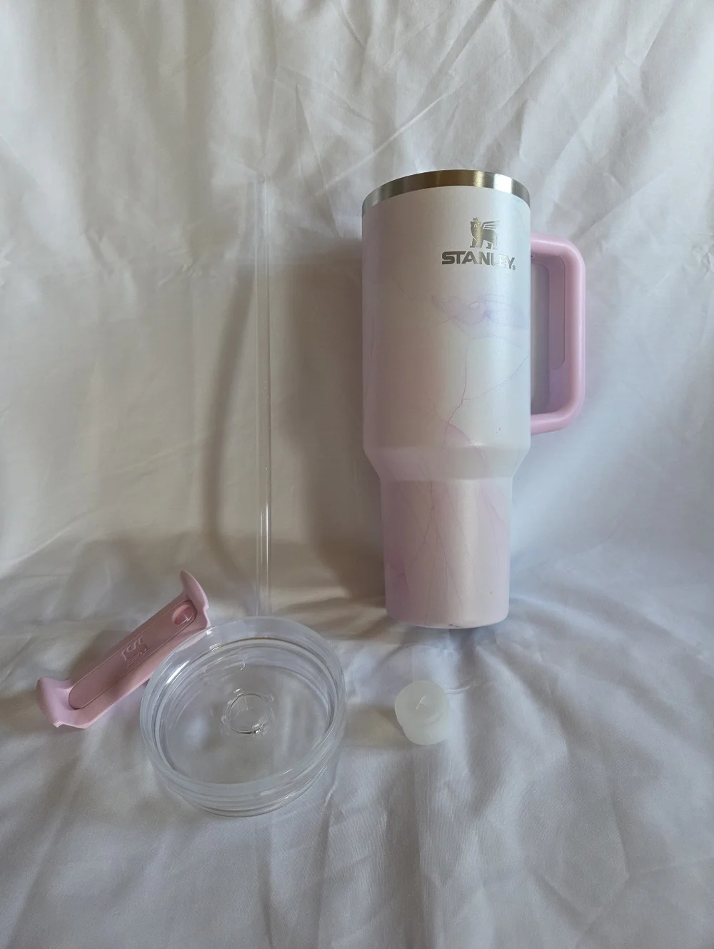 Stanley 40oz. Pink Marble Insulated Travel Mug with Handle and Straw - Picture 16 of 16